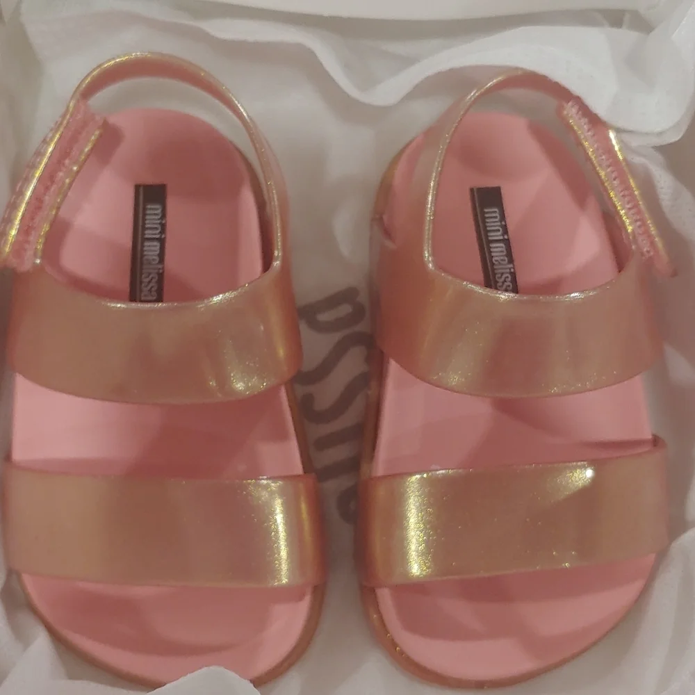 Mini Melissa Cosmic Sandals Rose Gold Size 5